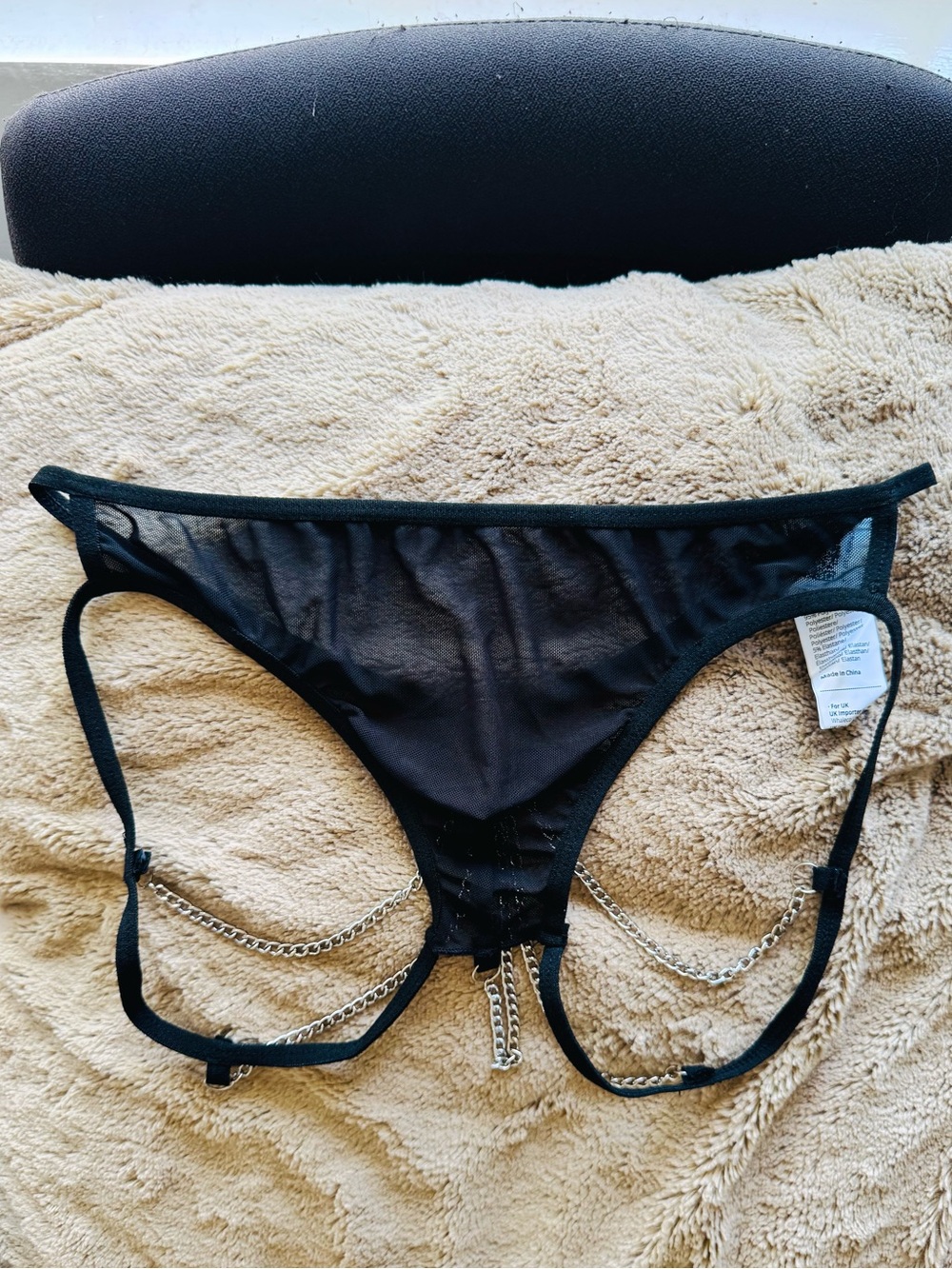 NWT Sheer Black Chain-Accent jockstrap size MEDIUM (30-32)